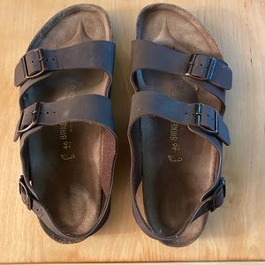 Birkenstock Milano Men’s Sandal Tan Slingback Leather
Size 46